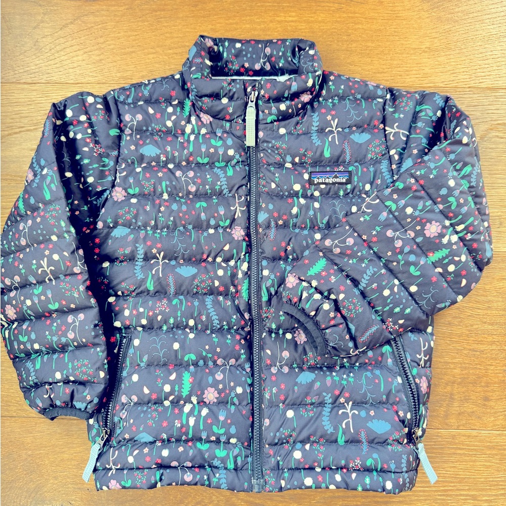 Patagonia Kids Navy Floral Puffer Jacket